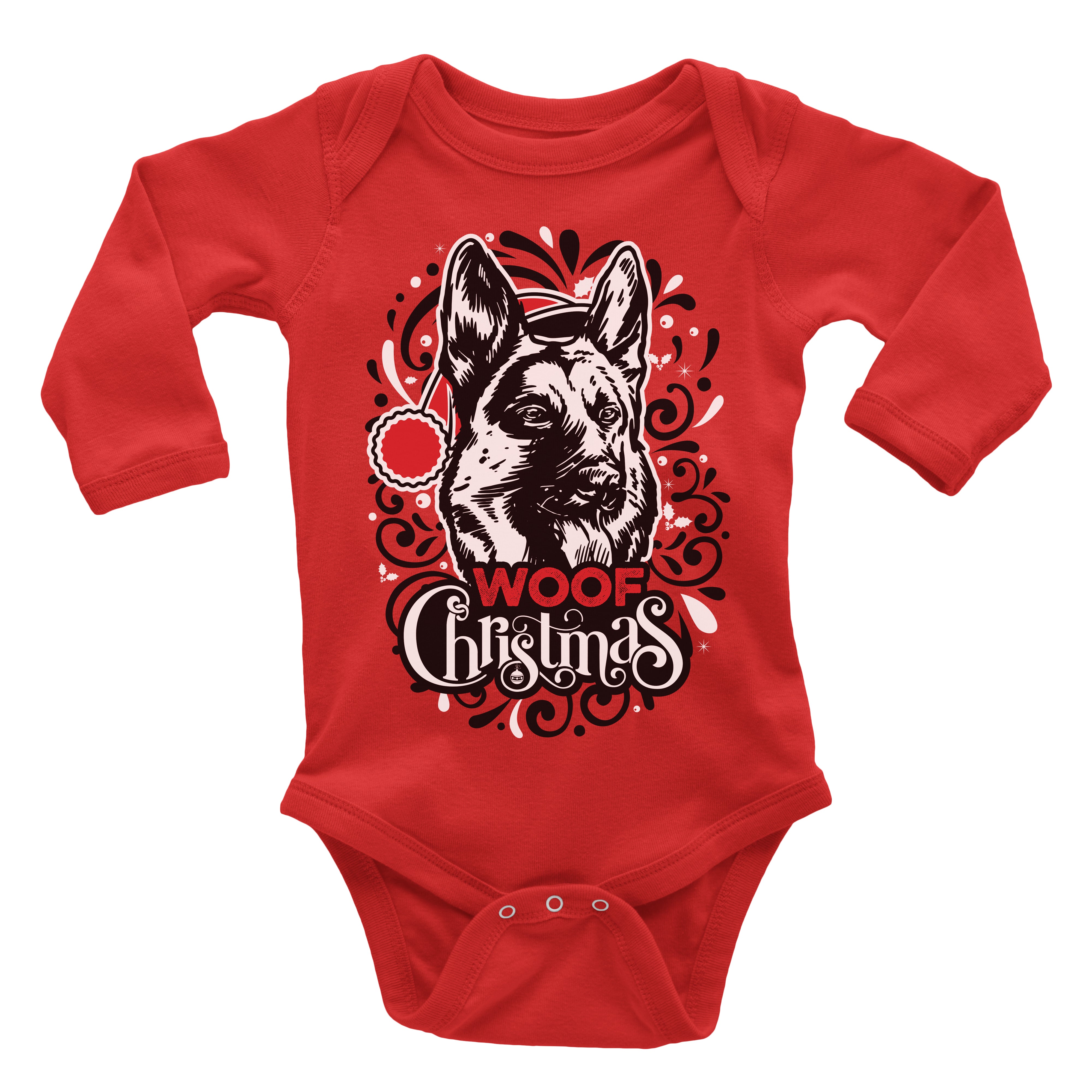 German Shepherd Ugly Christmas Onesie. Merry Christmas Sweaters
