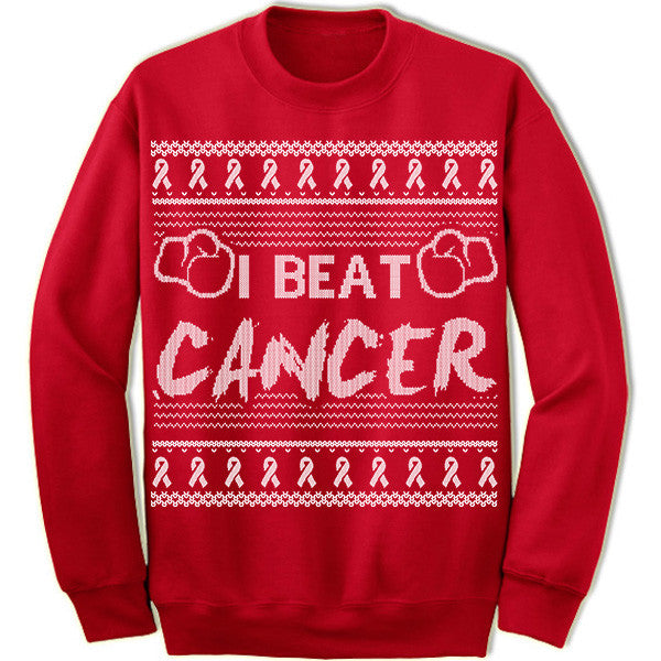 I Beat Cancer Ugly Christmas Sweater.