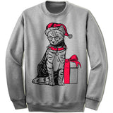 Christmas Cat Sweater. Cat with Gift Sweatshirt.