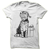 Santa Cat T Shirt. Funny Christmas.