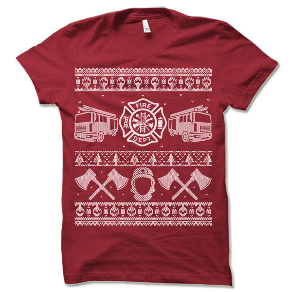 Firefighter Christmas Ugly T-Shirt.