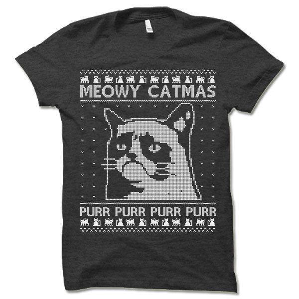 Meowy Catmas Christmas Ugly T-Shirt.