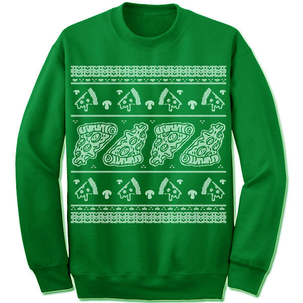 Pizza Ugly Christmas Sweater. Pizza Slice.