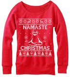 Namaste Sloth Christmas Off The Shoulder Sweatshirt.